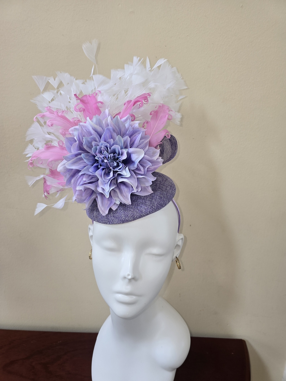 Lavender Pink Feather Derby Fascinator Hat